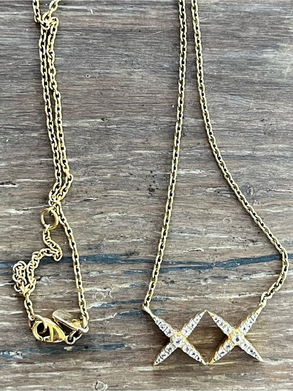 Elizabeth and James Gold Crystal XOX Pendant Necklace